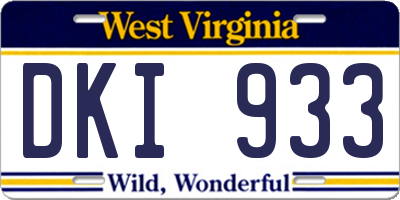 WV license plate DKI933