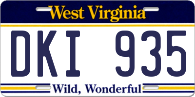 WV license plate DKI935