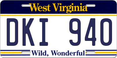 WV license plate DKI940