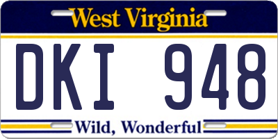 WV license plate DKI948