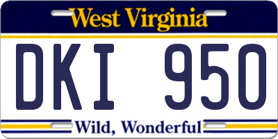 WV license plate DKI950