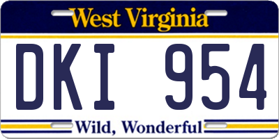 WV license plate DKI954