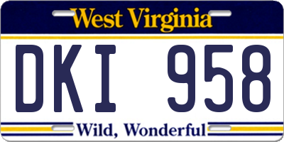 WV license plate DKI958