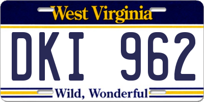 WV license plate DKI962