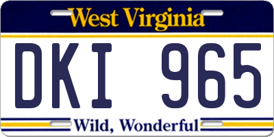 WV license plate DKI965