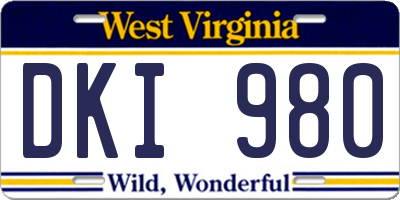 WV license plate DKI980