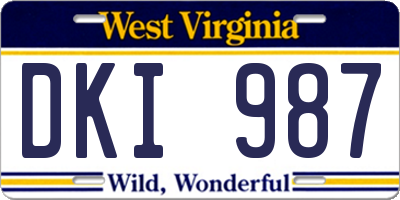 WV license plate DKI987