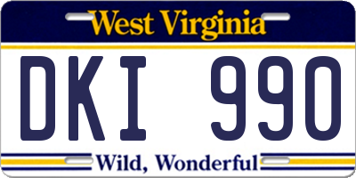 WV license plate DKI990