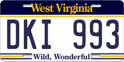 WV license plate DKI993