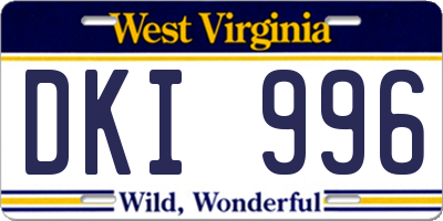 WV license plate DKI996