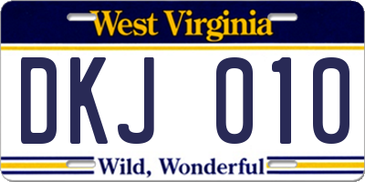 WV license plate DKJ010