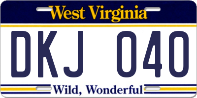 WV license plate DKJ040