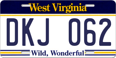 WV license plate DKJ062