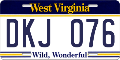 WV license plate DKJ076