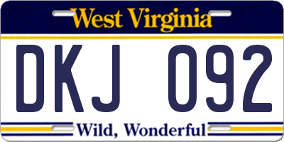 WV license plate DKJ092