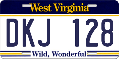 WV license plate DKJ128