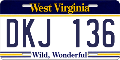 WV license plate DKJ136