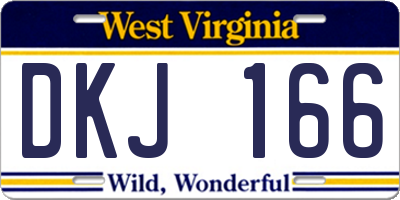 WV license plate DKJ166
