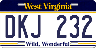 WV license plate DKJ232