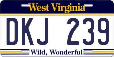 WV license plate DKJ239