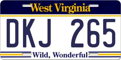 WV license plate DKJ265