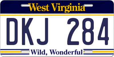 WV license plate DKJ284