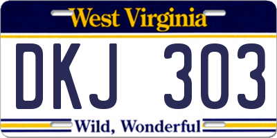 WV license plate DKJ303