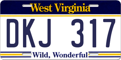 WV license plate DKJ317