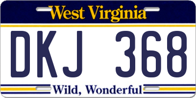 WV license plate DKJ368