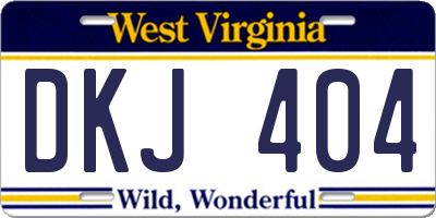 WV license plate DKJ404