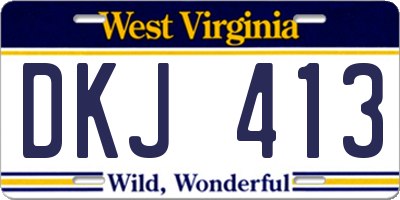 WV license plate DKJ413