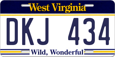 WV license plate DKJ434