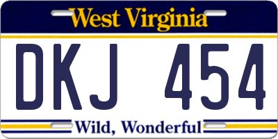 WV license plate DKJ454