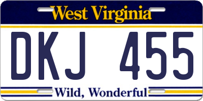 WV license plate DKJ455