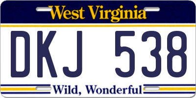 WV license plate DKJ538