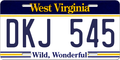 WV license plate DKJ545
