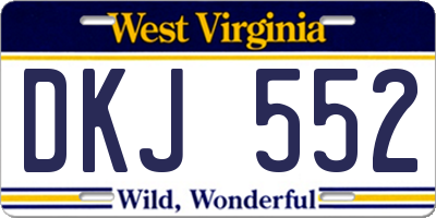 WV license plate DKJ552
