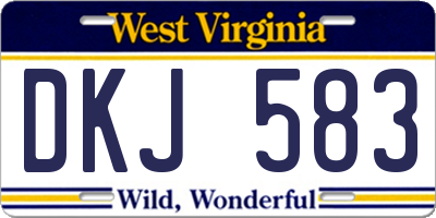 WV license plate DKJ583