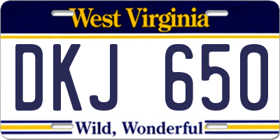 WV license plate DKJ650