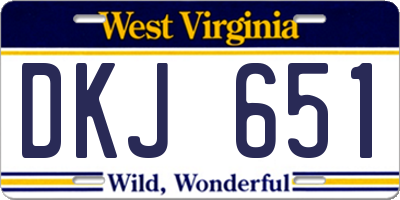 WV license plate DKJ651