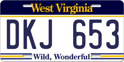 WV license plate DKJ653