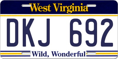 WV license plate DKJ692