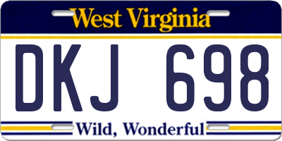 WV license plate DKJ698