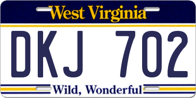 WV license plate DKJ702