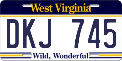 WV license plate DKJ745