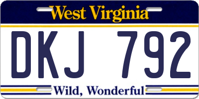 WV license plate DKJ792