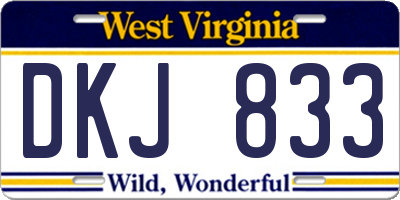 WV license plate DKJ833