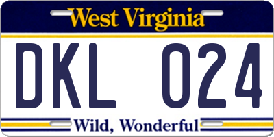 WV license plate DKL024