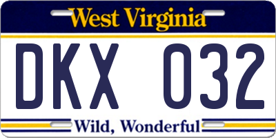 WV license plate DKX032