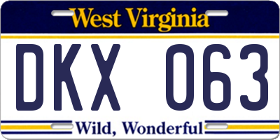 WV license plate DKX063